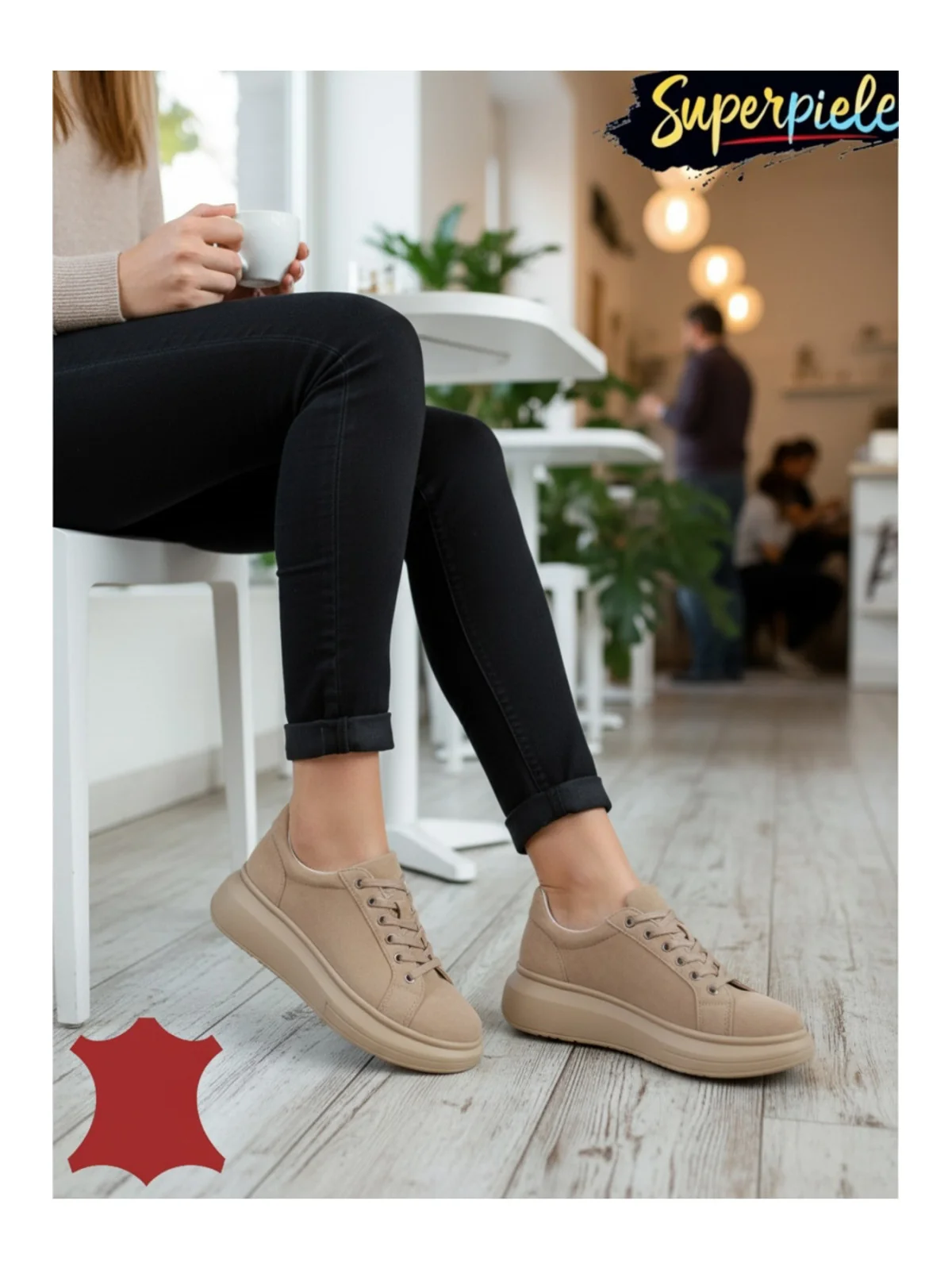 Pantofi damă casual din piele naturală cu talpă groasă