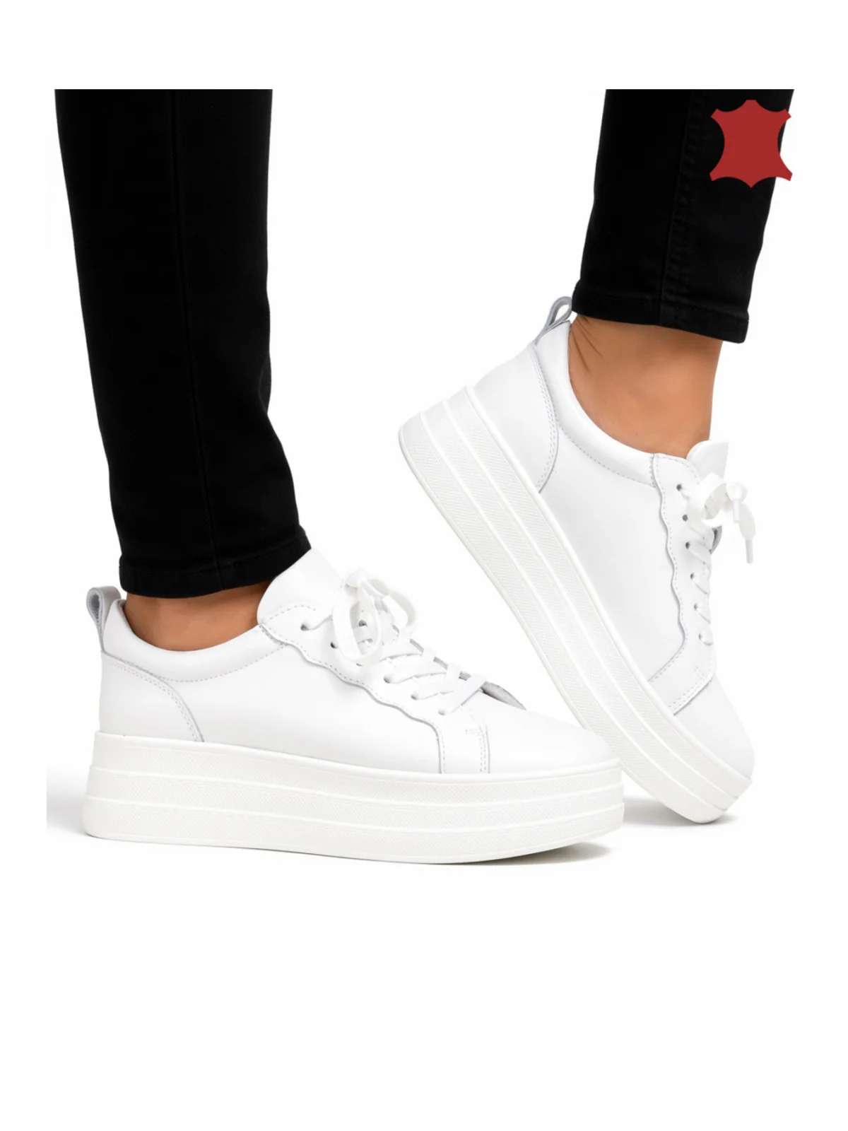 Pantofi casual dama piele naturala cu talpa inalta