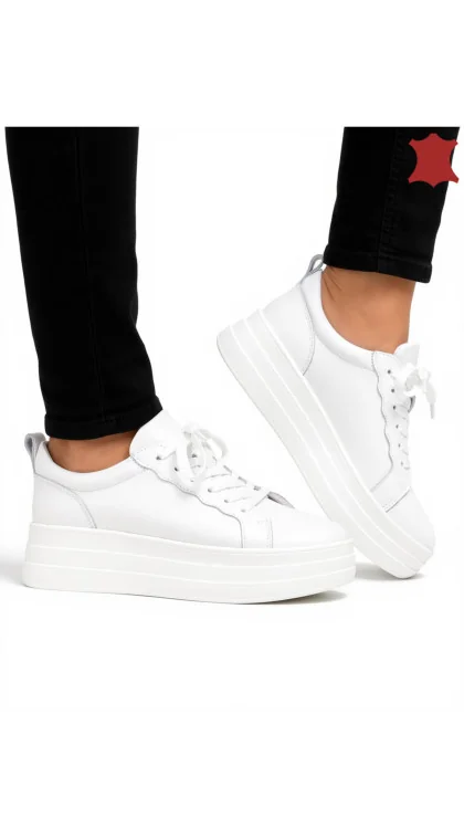 Pantofi casual dama piele naturala cu talpa inalta