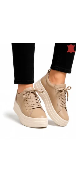 Pantofi casual dama piele naturala cu talpa inalta