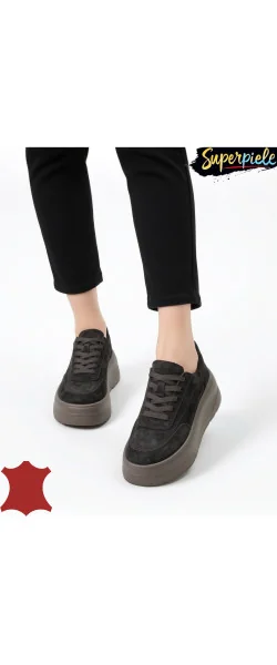 Sneakers dama comozi din piele naturală cu talpă înaltă