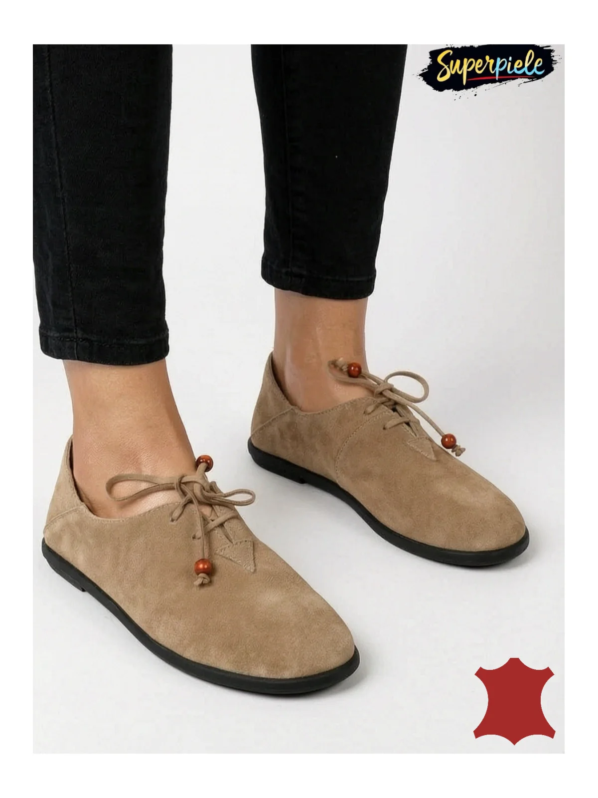 Pantofi Casual din Piele Naturală Întoarsă Cu toc foarte mic de 1,5 cm Pantofi Casual din Piele Naturală Întoarsă Cu toc foarte mic de 1,5 cm