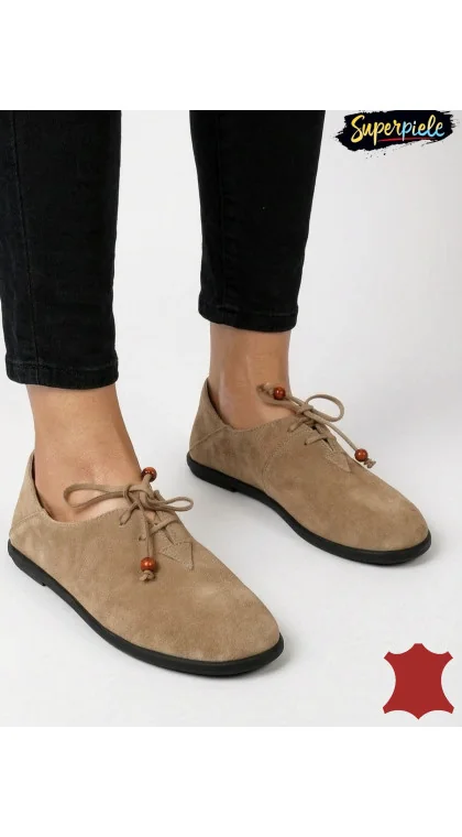 Pantofi Casual din Piele Naturală Întoarsă Cu toc foarte mic de 1,5 cm