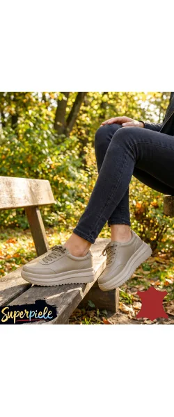 Pantofi casual dama piele naturala cu talpă groasă