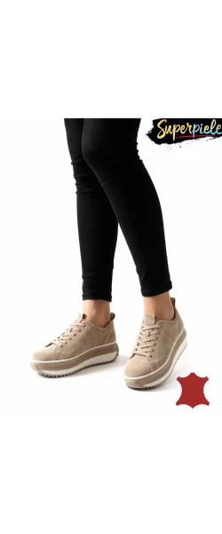 Pantofi casual dama piele naturala cu închidere șireturi ,talpa groasă