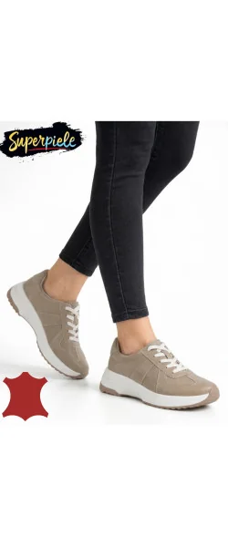 Pantofi casual damă din piele naturală întoarsă cu piele naturală