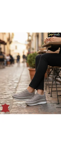 Pantofi casual dama piele naturala cu închidere șireturi ,talpa groasă