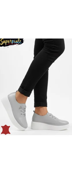 pantofi casual Dama Piele naturală cu talpa înaltă închidere cu șireturi elastice