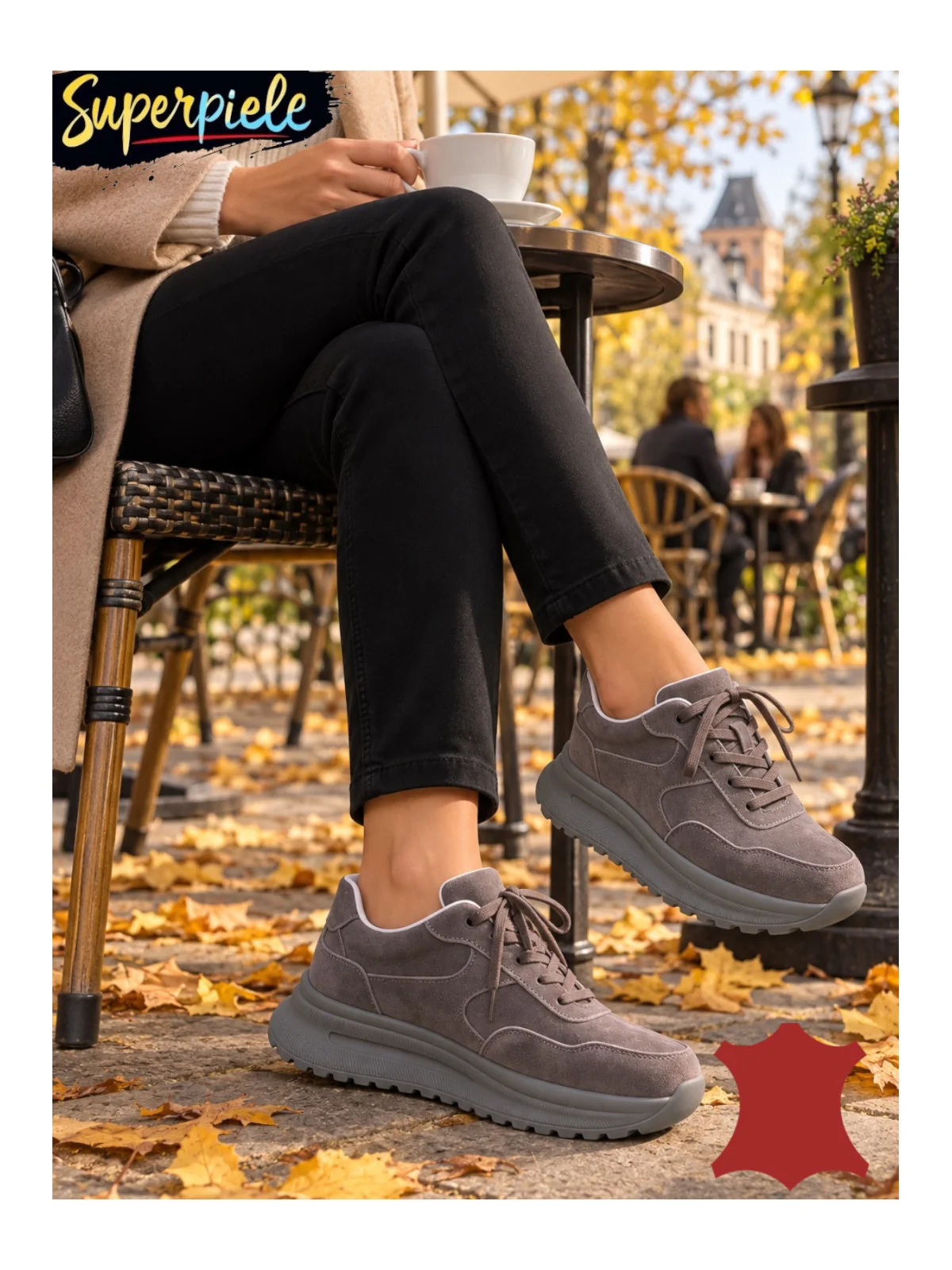 Pantofi Casual Damă din Piele Naturală Întoarsă Super ușori
