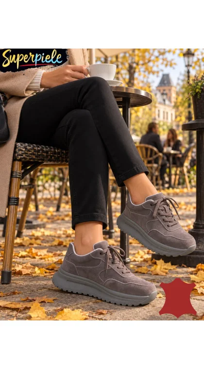 Pantofi Casual Damă din Piele Naturală Întoarsă Super ușori