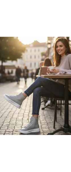 Ghete dama piele naturala cu talpa groasă,închidere cu fermoar