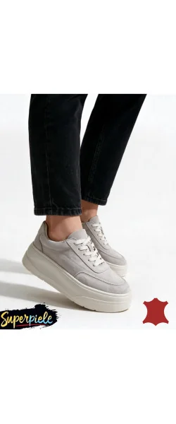 Sneakers dama comozi din piele naturală cu talpă înaltă