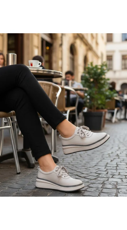 Pantofi casual dama piele naturala cu varf rotund si talpa flexibila