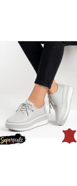 Pantofi casual dama piele naturală cu platformă