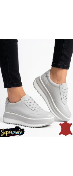 Pantofi casual dama piele naturala cu talpă groasă