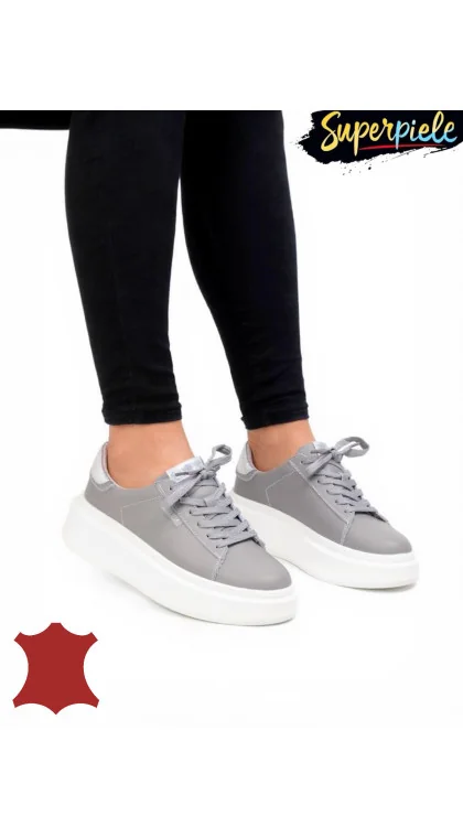 Pantofi casual dama piele naturala ,căptușiți cu inchidere sireturi și talpă înaltă