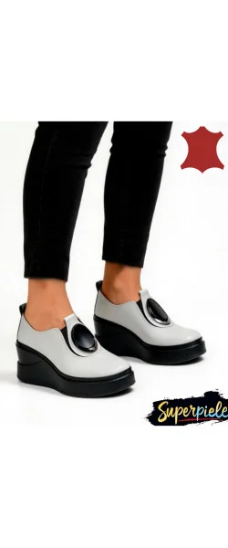Pantofi casual dama piele naturala grey Leather cu aplicatie metalica