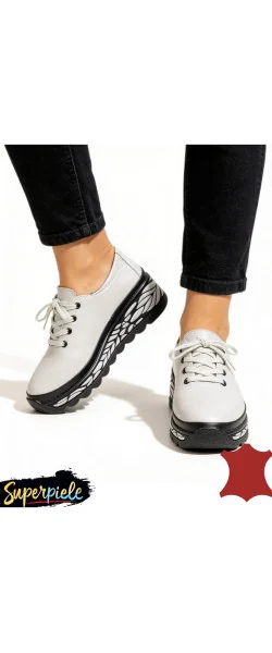 Pantofi casual dama piele naturala cu talpa groasă neagră