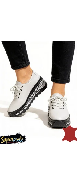 Pantofi casual dama piele naturala cu talpa groasă neagră