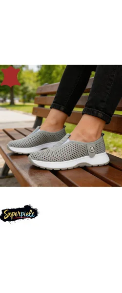 Pantofi casual dama piele naturala perforati cu talpa flexibila
