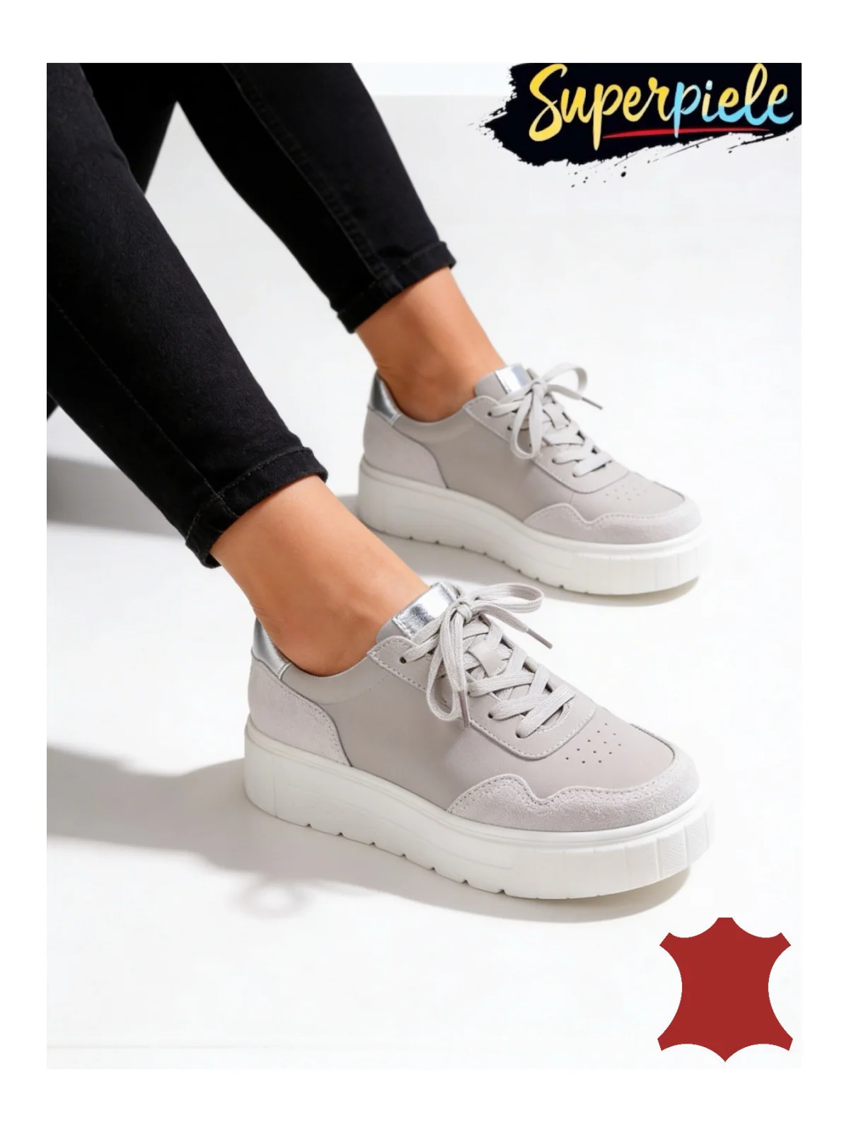 Pantofi casual dama piele naturala cu varf rotund si inchidere sireturi