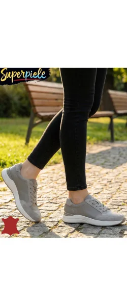 pantofi casual dama din piele naturală cu piele întoarsă ,închidere cu șireturi