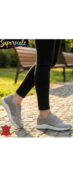 pantofi casual dama din piele naturală cu piele întoarsă ,închidere cu șireturi