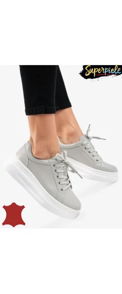 Pantofi casual dama la modă din piele naturala cu talpa groasa