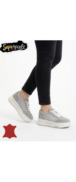 Pantofi casual dama piele naturala intoarsa ,cu talpa groasă Inchidere siret