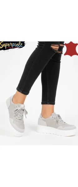 Pantofi casual din piele pentru femei cu șireturi F002-459