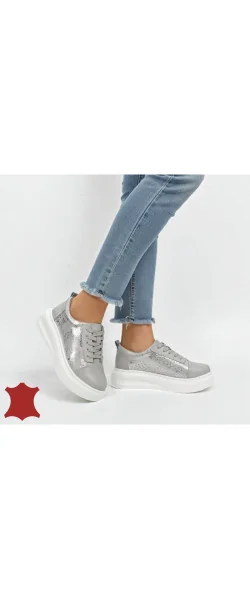 PANTOFI CASUAL DAMĂ DIN PIELE NATURALĂ, CU MODEL LUCIOS