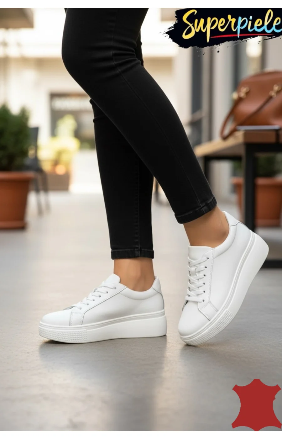 Pantofi casual din piele naturală pentru femei cu talpă groasă