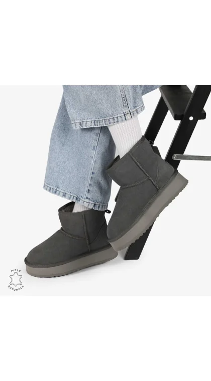 CIZME DE DAMĂ din PIELE ÎNTOARSĂ NATURALĂ CRL08931 Black Leather
