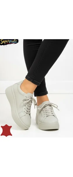 Pantofi casual din piele naturală pentru femei cu talpă groasă
