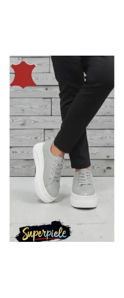 Pantofi casual din piele pentru femei, cu șireturi și vârf rotund