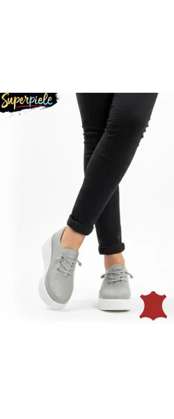pantofi casual Dama Piele naturală cu talpa înaltă închidere cu șireturi elastice