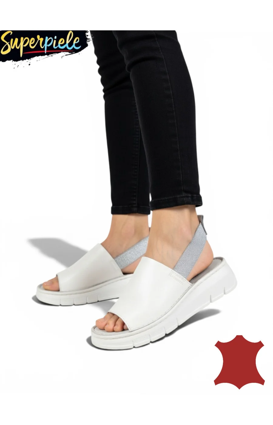 Sandale damă moderne din piele naturală cu elastic și talpă groasă