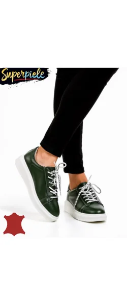 Pantofi casual piele naturala cu varf rotund Si talpa alba