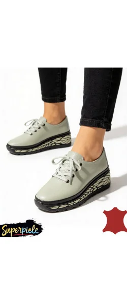 Pantofi casual dama piele naturala cu talpa groasă neagră
