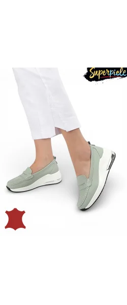 Mocasini damă piele naturală cu platformă înaltă
