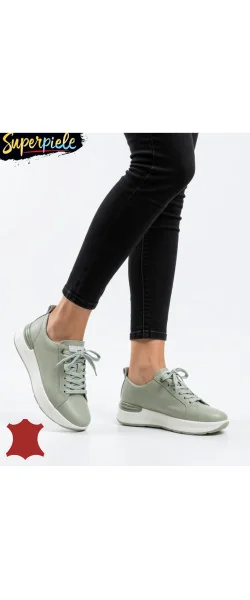 Pantofi casual comozi dama piele naturala cu inchidere siret