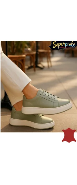 Sneakers dama casual din piele naturala cu inchidere siret ,talpa groasă