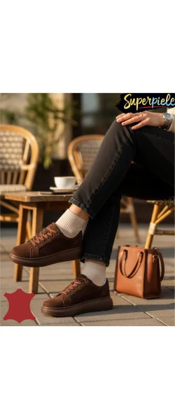 Pantofi damă casual din piele naturală cu talpă groasă