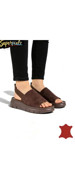 Sandale damă moderne din piele naturală cu elastic și talpă groasă