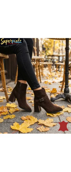 Botine Damă Tip Ciocate din Piele Naturală Întoarsă