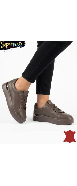 Pantofi casual damă din piele naturală cu talpă groasă