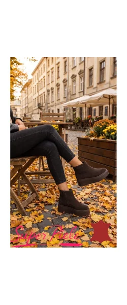 Ghete damă din piele naturală cu talpă înaltă, căptușite