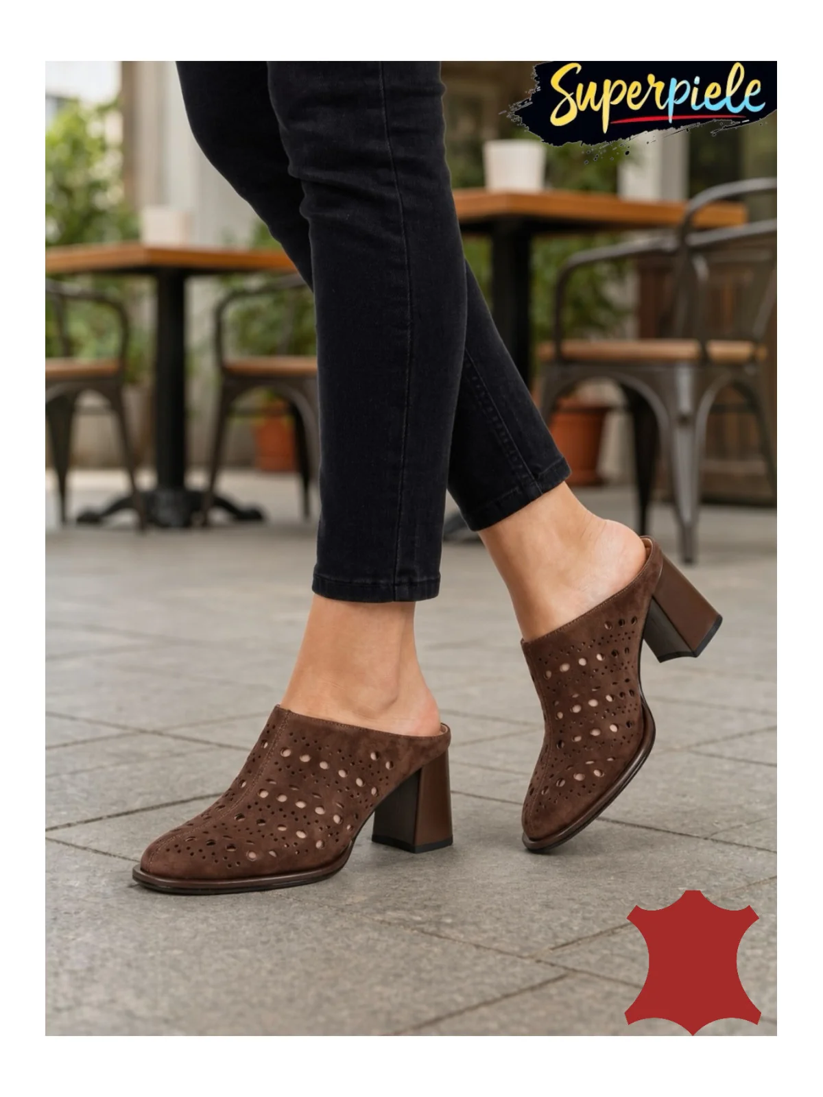 Saboți cu Toc Gros din Piele Naturală Întoarsă – Black Leather Saboți cu Toc Gros din Piele Naturală Întoarsă – Black Leather