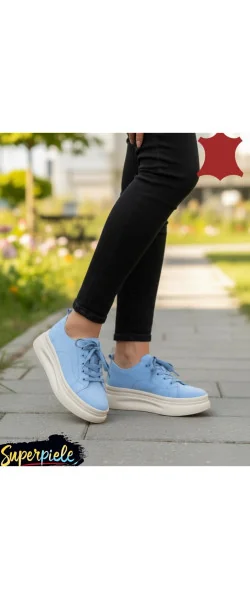 Pantofi Casual Damă din Piele Naturală Întoarsă Cu talpă groasă