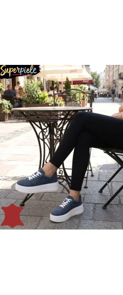 Sneakers dama comozi din piele naturală cu talpă înaltă